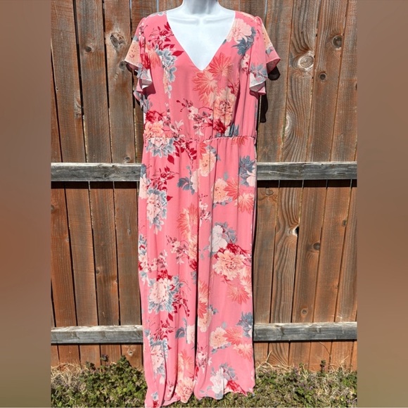 City Chic Summer Floral Jumpsuit - pink Size 14 - Picture 2 of 7